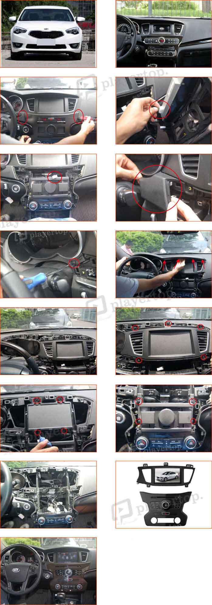 Montage autoradio Kia Cadenza 2009 2012